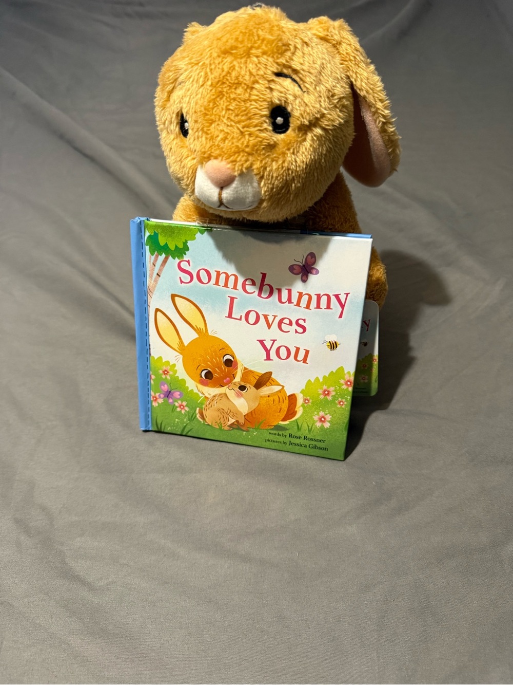 Source Unknown Soft Yellow Plush Bunny with "Somebunny Loves You" Board Book
